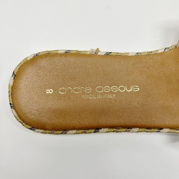 Andre Assous Beige Suede Bow Sandals, Espadrille look but solid sole, size 8 - Picture 6 of 7